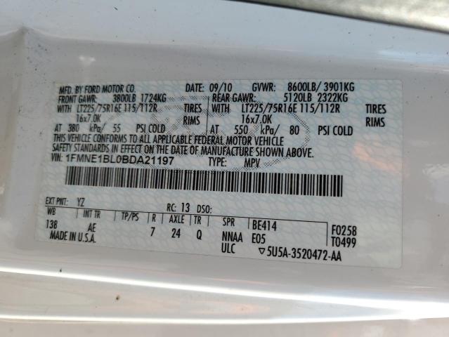 Photo 10 from auction – 2011 FORD ECONOLINE with VIN 1FMNE1BL0BDA21197