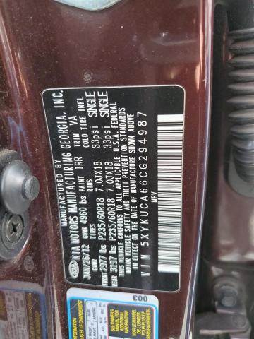 Photo 10 from auction – 2012 KIA SORENTO EX with VIN 5XYKUCA66CG294987