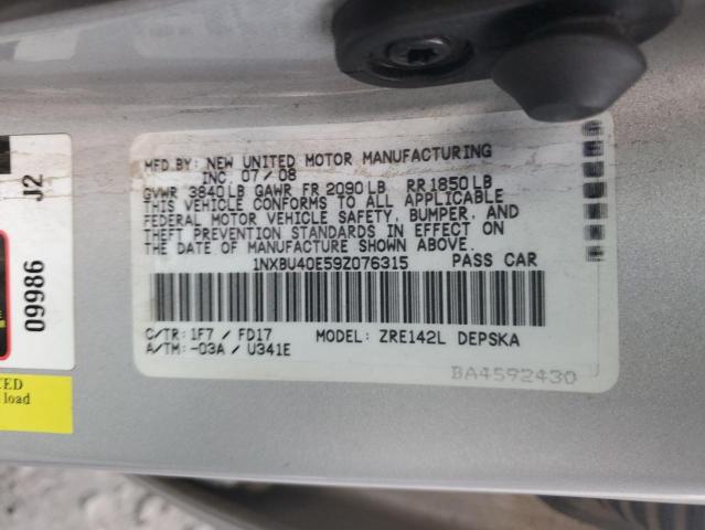 Photo 10 from auction – 2009 TOYOTA COROLLA BA with VIN 1NXBU40E59Z076315