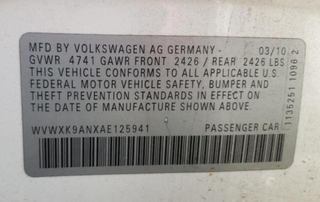 Photo 10 from auction – 2010 VOLKSWAGEN PASSAT KOM with VIN WVWXK9ANXAE125941