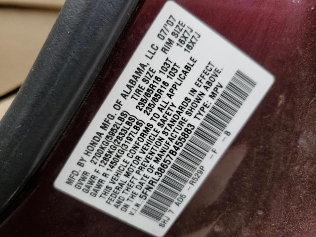 Photo 10 from auction – 2007 HONDA ODYSSEY EX with VIN 5FNRL38657B455883