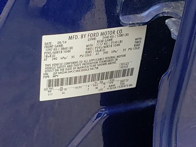 Photo 10 from auction – 2014 FORD EDGE LIMIT with VIN 2FMDK3KC8EBB23678