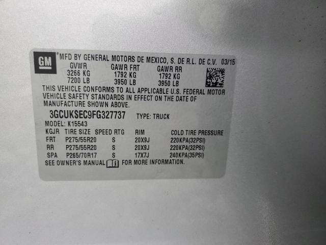 Photo 10 from auction – 2015 CHEVROLET SILVERADO with VIN 3GCUKSEC9FG327737