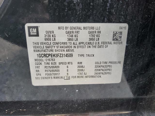 Photo 10 from auction – 2015 CHEVROLET SILVERADO with VIN 1GCRCPEH3FZ314509