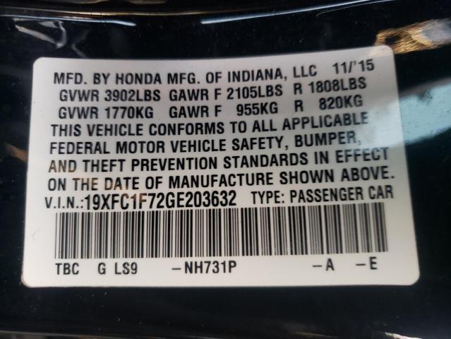 Photo 10 from auction – 2016 HONDA CIVIC EXL with VIN 19XFC1F72GE203632
