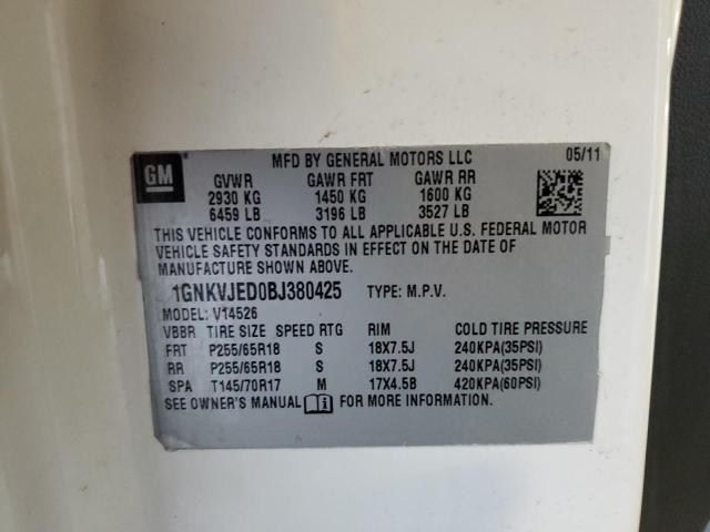 Photo 10 from auction – 2011 CHEVROLET TRAVERSE L with VIN 1GNKVJED0BJ380425
