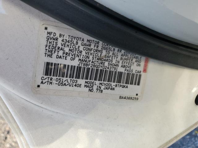 Photo 10 from auction – 2000 LEXUS ES 300 with VIN JT8BF28G0Y0243791
