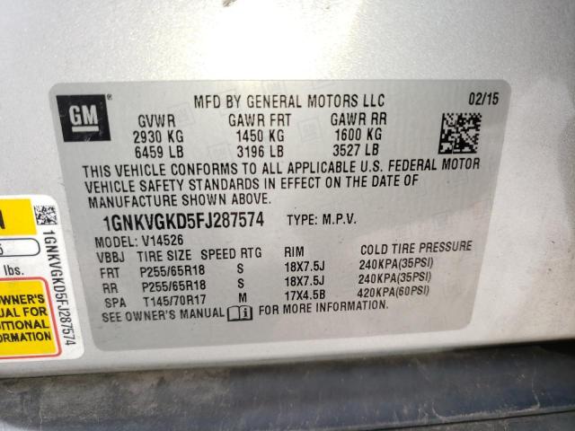Photo 10 from auction – 2015 CHEVROLET TRAVERSE L with VIN 1GNKVGKD5FJ287574