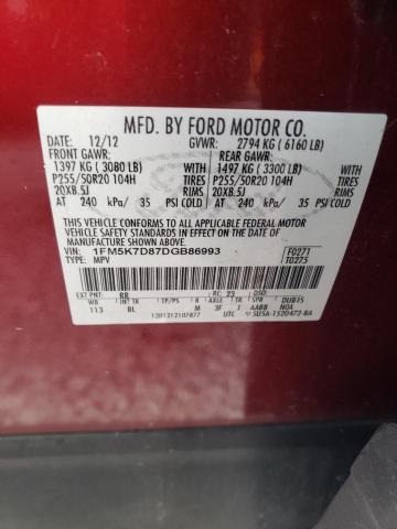 Photo 10 from auction – 2013 FORD EXPLORER X with VIN 1FM5K7D87DGB86993