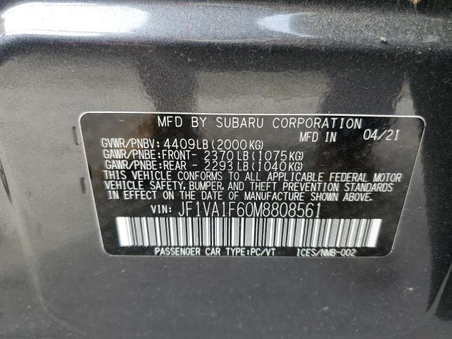 Photo 10 from auction – 2021 SUBARU WRX PREMIU with VIN JF1VA1F60M8808561