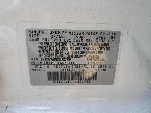 Photo 10 from auction – 2016 NISSAN VERSA S with VIN 3N1CN7AP6GL887798