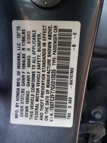 Photo 10 from auction – 2016 HONDA CIVIC EX with VIN 19XFC2F77GE012035