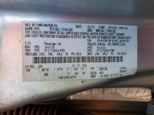 Photo 10 from auction – 2014 FORD FOCUS SE with VIN 1FADP3F21EL200727