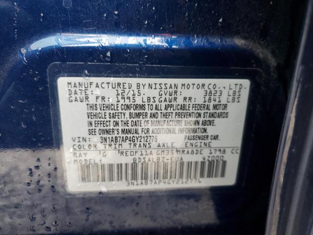 Photo 10 from auction – 2016 NISSAN SENTRA S with VIN 3N1AB7AP4GY212776