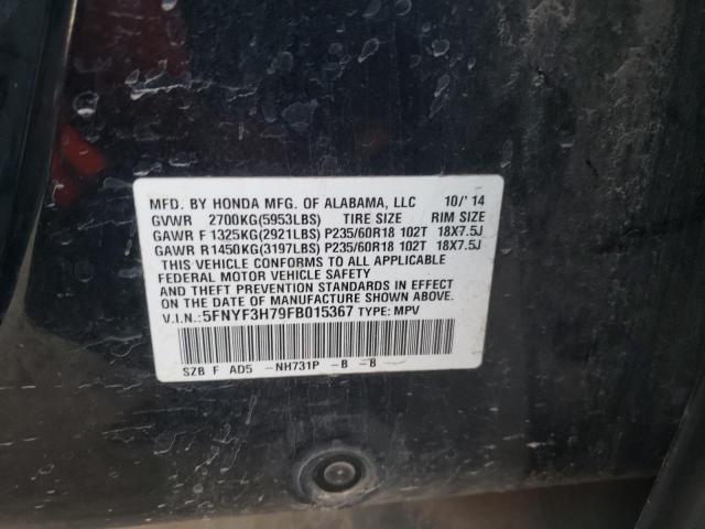 Photo 10 from auction – 2015 HONDA PILOT EXLN with VIN 5FNYF3H79FB015367