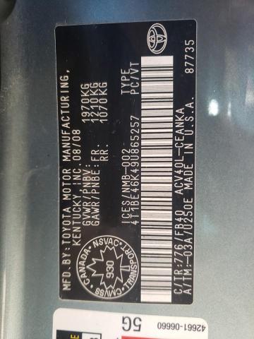 Photo 10 from auction – 2009 TOYOTA CAMRY BASE with VIN 4T1BE46K49U865257