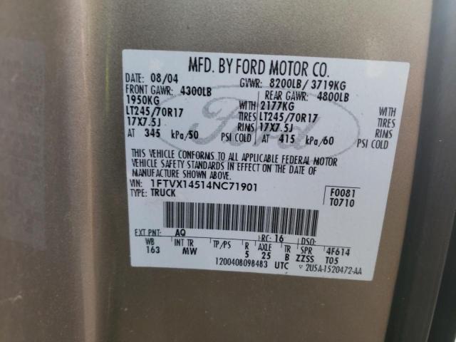 Photo 10 from auction – 2004 FORD F150 with VIN 1FTVX14514NC71901