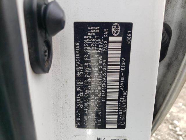 Photo 10 from auction – 2010 TOYOTA CAMRY BASE with VIN 4T1BF3EK2AU503229