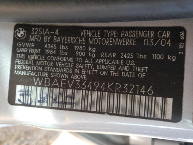 Photo 10 from auction – 2004 BMW 325 I with VIN WBAEV33494KR32146