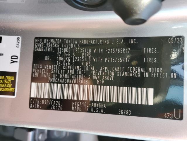 Photo 10 from auction – 2022 TOYOTA COROLLA CR with VIN 7MUCAAAG0NV018018