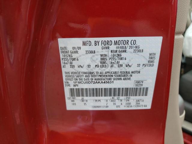 Photo 10 from auction – 2010 FORD ESCAPE XLT with VIN 1FMCU0D72AKA45631