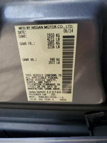 Photo 10 from auction – 2015 NISSAN ALTIMA 2.5 with VIN 1N4AL3APXFC123746