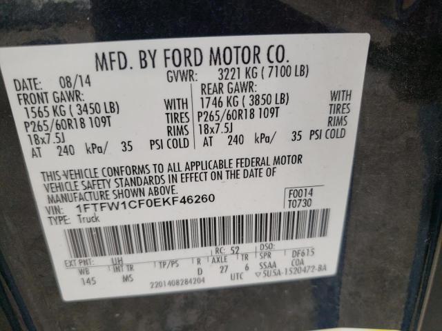 Photo 10 from auction – 2014 FORD F150 SUPER with VIN 1FTFW1CF0EKF46260