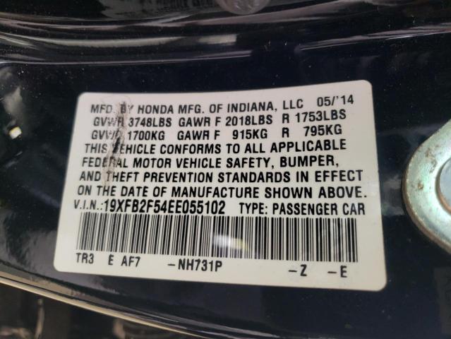 Photo 10 from auction – 2014 HONDA CIVIC LX with VIN 19XFB2F54EE055102
