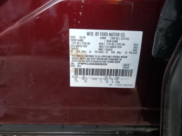 Photo 10 from auction – 2019 FORD EDGE SEL with VIN 2FMPK3J96KBB08059