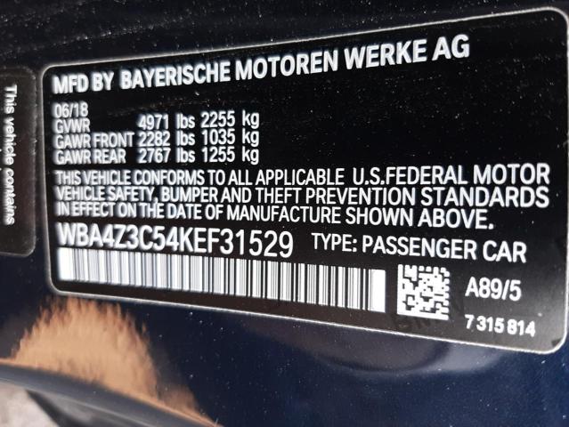 Photo 10 from auction – 2019 BMW 430XI with VIN WBA4Z3C54KEF31529
