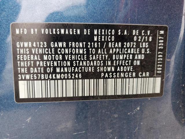 Photo 10 from auction – 2019 VOLKSWAGEN JETTA SEL with VIN 3VWE57BU4KM005246