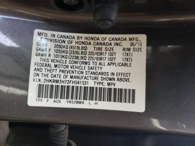 Photo 10 from auction – 2015 HONDA CR-V EXL with VIN 2HKRM3H72FH541531