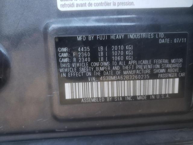 Photo 10 from auction – 2011 SUBARU LEGACY 2.5 with VIN 4S3BMBA62B3260235