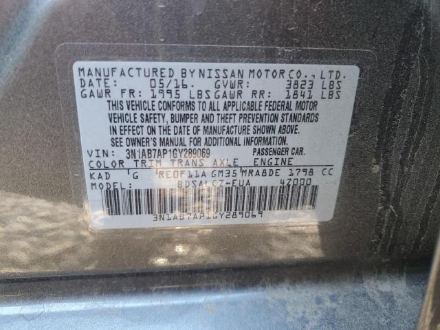 Photo 10 from auction – 2016 NISSAN SENTRA S with VIN 3N1AB7AP1GY289069