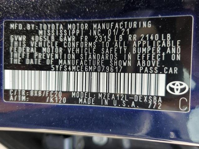 Photo 10 from auction – 2021 TOYOTA COROLLA SE with VIN 5YFS4MCE6MP079617