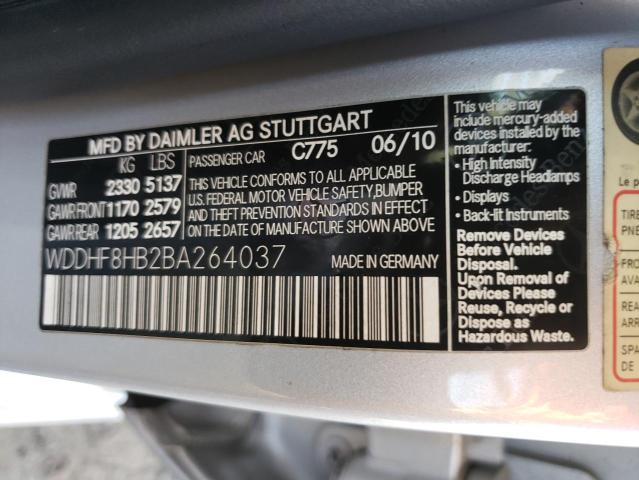 Photo 10 from auction – 2011 MERCEDES-BENZ E 350 4MAT with VIN WDDHF8HB2BA264037