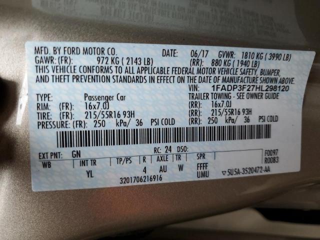 Photo 10 from auction – 2017 FORD FOCUS SE with VIN 1FADP3F27HL298120