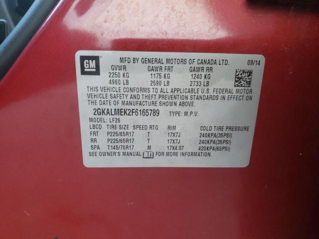 Photo 10 from auction – 2015 GMC TERRAIN SL with VIN 2GKALMEK2F6165789
