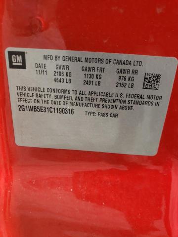 Photo 10 from auction – 2012 CHEVROLET IMPALA LT with VIN 2G1WB5E31C1190316