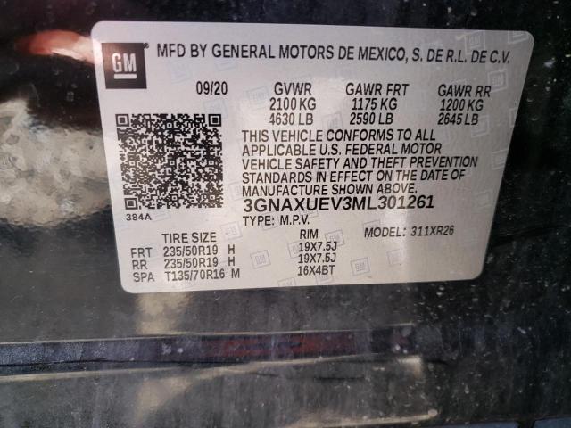 Photo 10 from auction – 2021 CHEVROLET EQUINOX LT with VIN 3GNAXUEV3ML301261