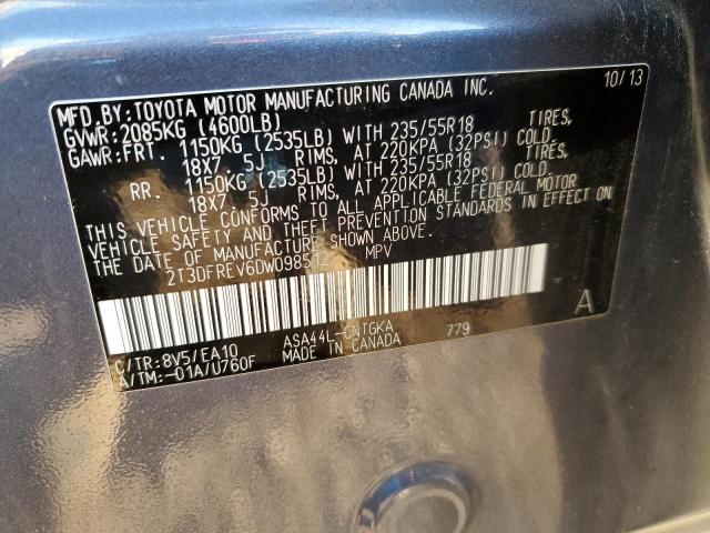 Photo 10 from auction – 2013 TOYOTA RAV4 LIMIT with VIN 2T3DFREV6DW098512
