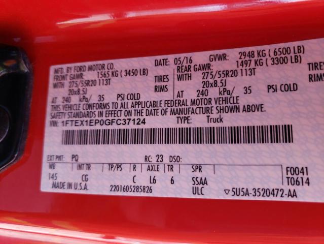 Photo 10 from auction – 2016 FORD F150 SUPER with VIN 1FTEX1EP0GFC37124