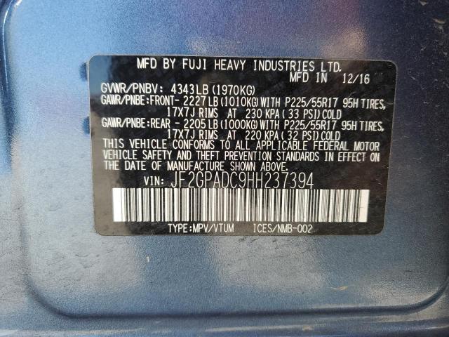 Photo 10 from auction – 2017 SUBARU CROSSTREK with VIN JF2GPADC9HH237394