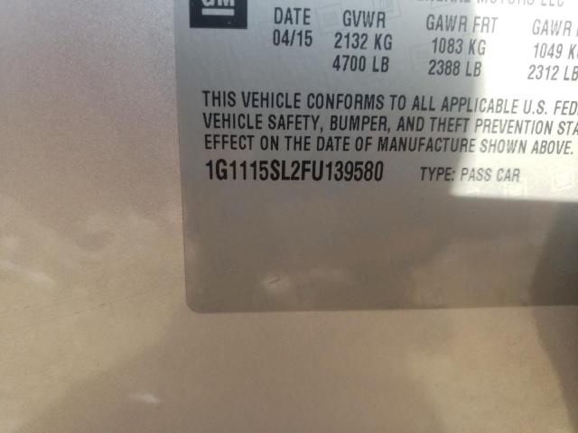 Photo 10 from auction – 2015 CHEVROLET IMPALA LT with VIN 1G1115SL2FU139580