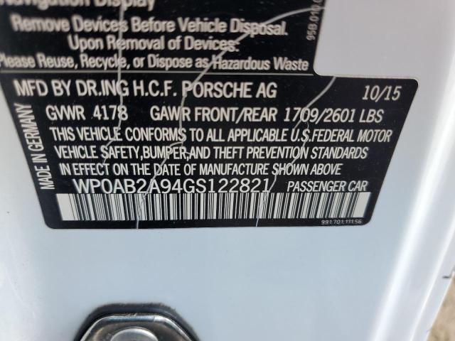 Photo 10 from auction – 2016 PORSCHE 911 CARRER with VIN WP0AB2A94GS122821