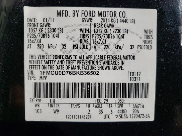 Photo 10 from auction – 2011 FORD ESCAPE XLT with VIN 1FMCU0D76BKB36502