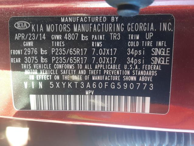 Photo 10 from auction – 2015 KIA SORENTO LX with VIN 5XYKT3A60FG590773