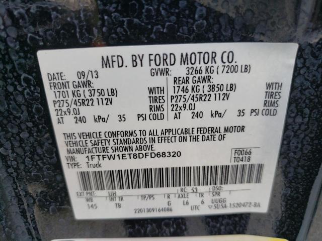 Photo 10 from auction – 2013 FORD F150 SUPER with VIN 1FTFW1ET8DFD68320