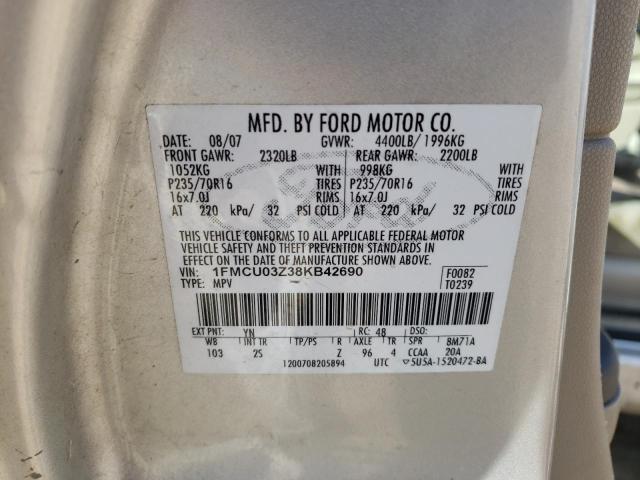 Photo 10 from auction – 2008 FORD ESCAPE XLT with VIN 1FMCU03Z38KB42690