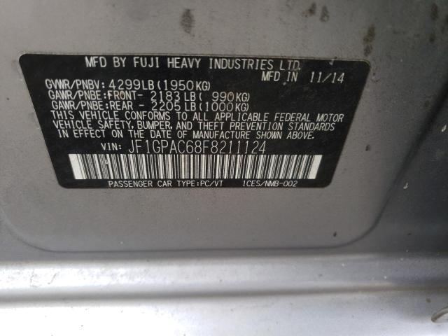 Photo 10 from auction – 2015 SUBARU IMPREZA PR with VIN JF1GPAC68F8211124